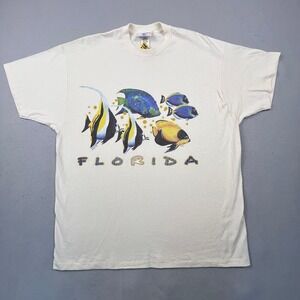 Florida Tropical Fish T-Shirt Mens XXL Delta Single Stitch Mosaic VTG 90s‎ Tee